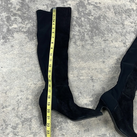 New Stuart Weitzman Heeled Pointed Toe Over The Knee Boots Black Suede Sz 4 - Picture 10 of 12